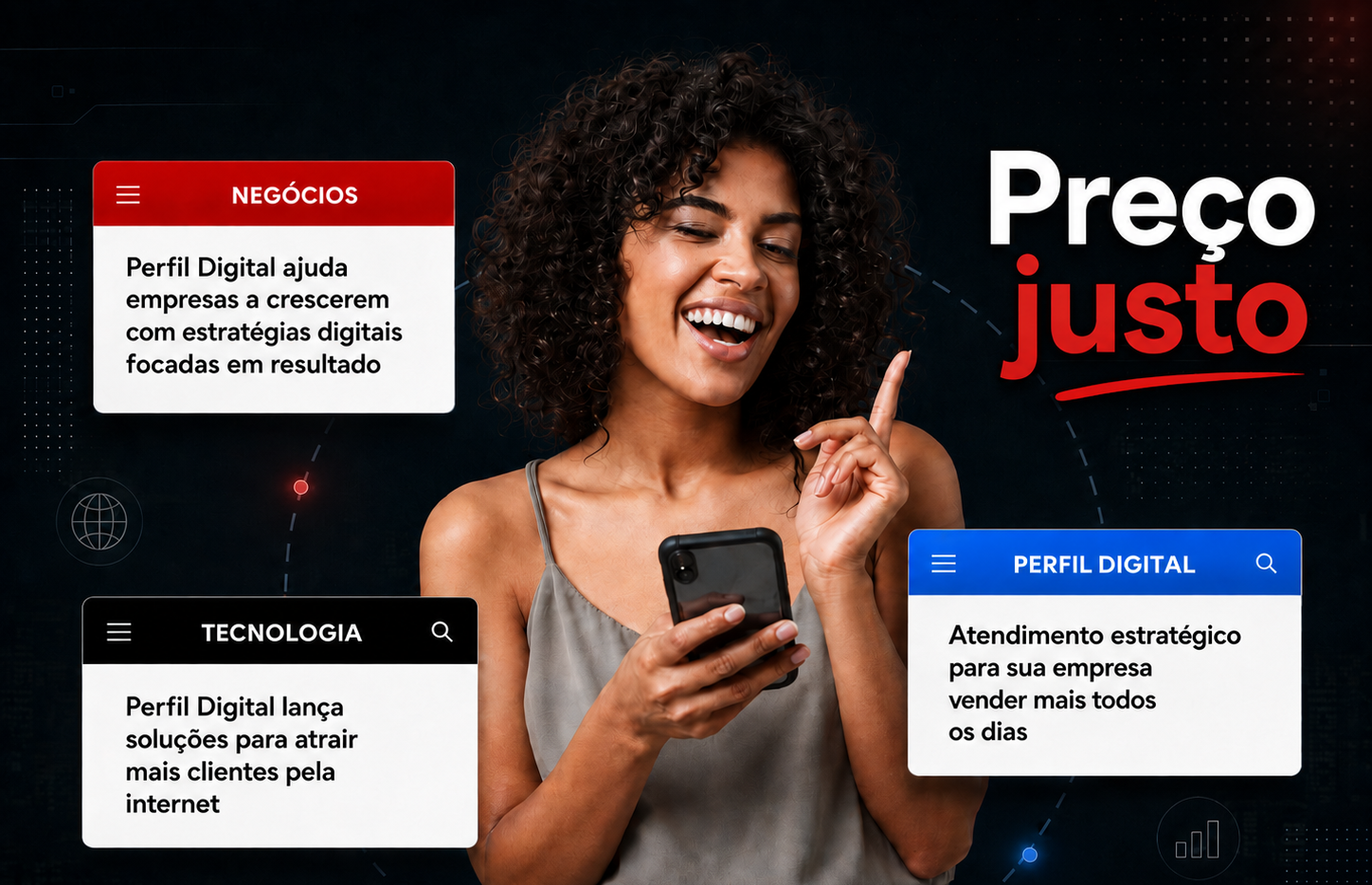 Profissional usando smartphone para gerenciar negócio digital