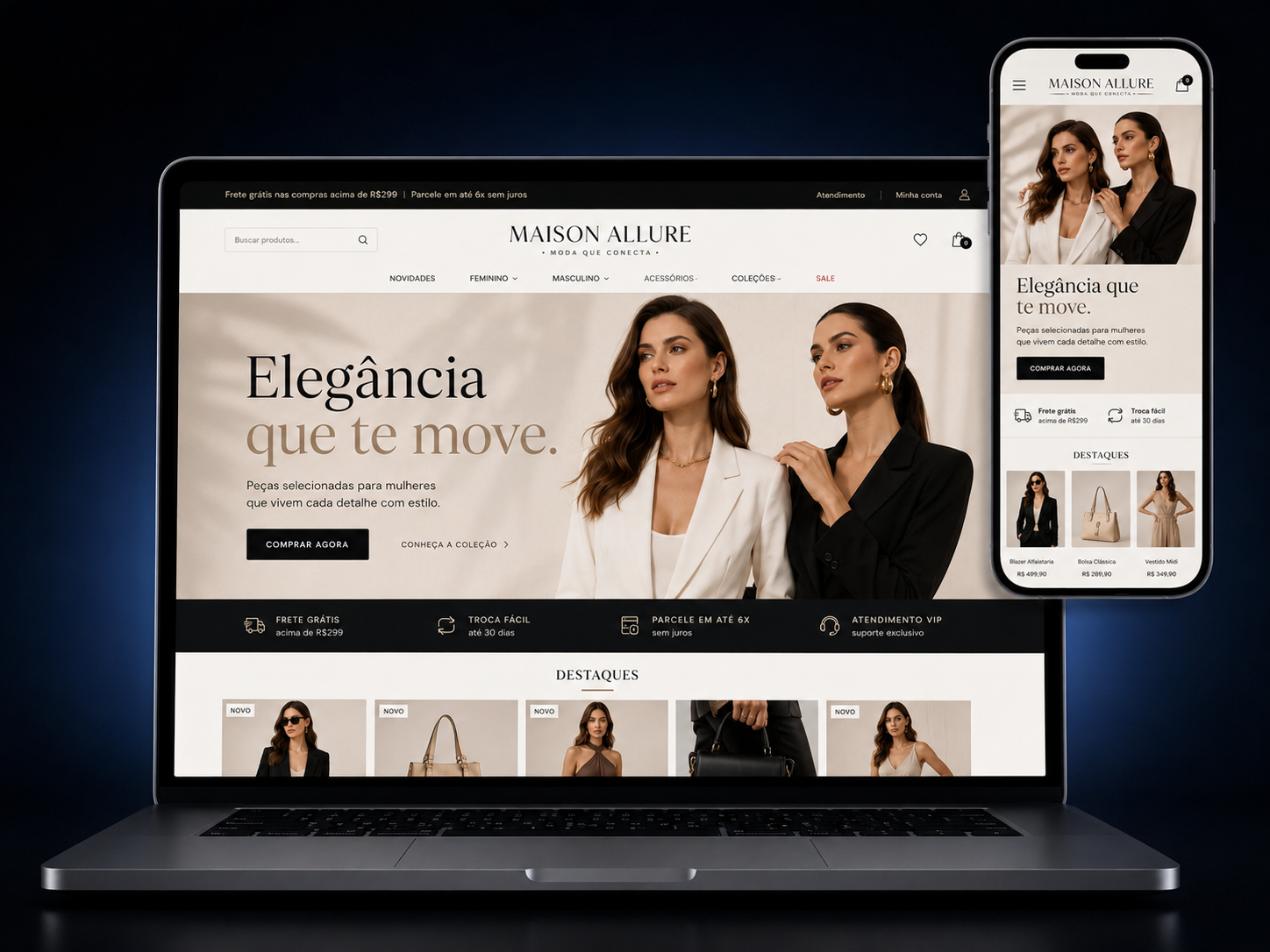 Exemplo de site Loja Virtual de Moda